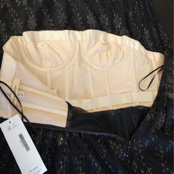 Revolve Reve Riche Maxi Dress Gown Black Strapless Sheer Corset Kamila - Picture 14 of 16